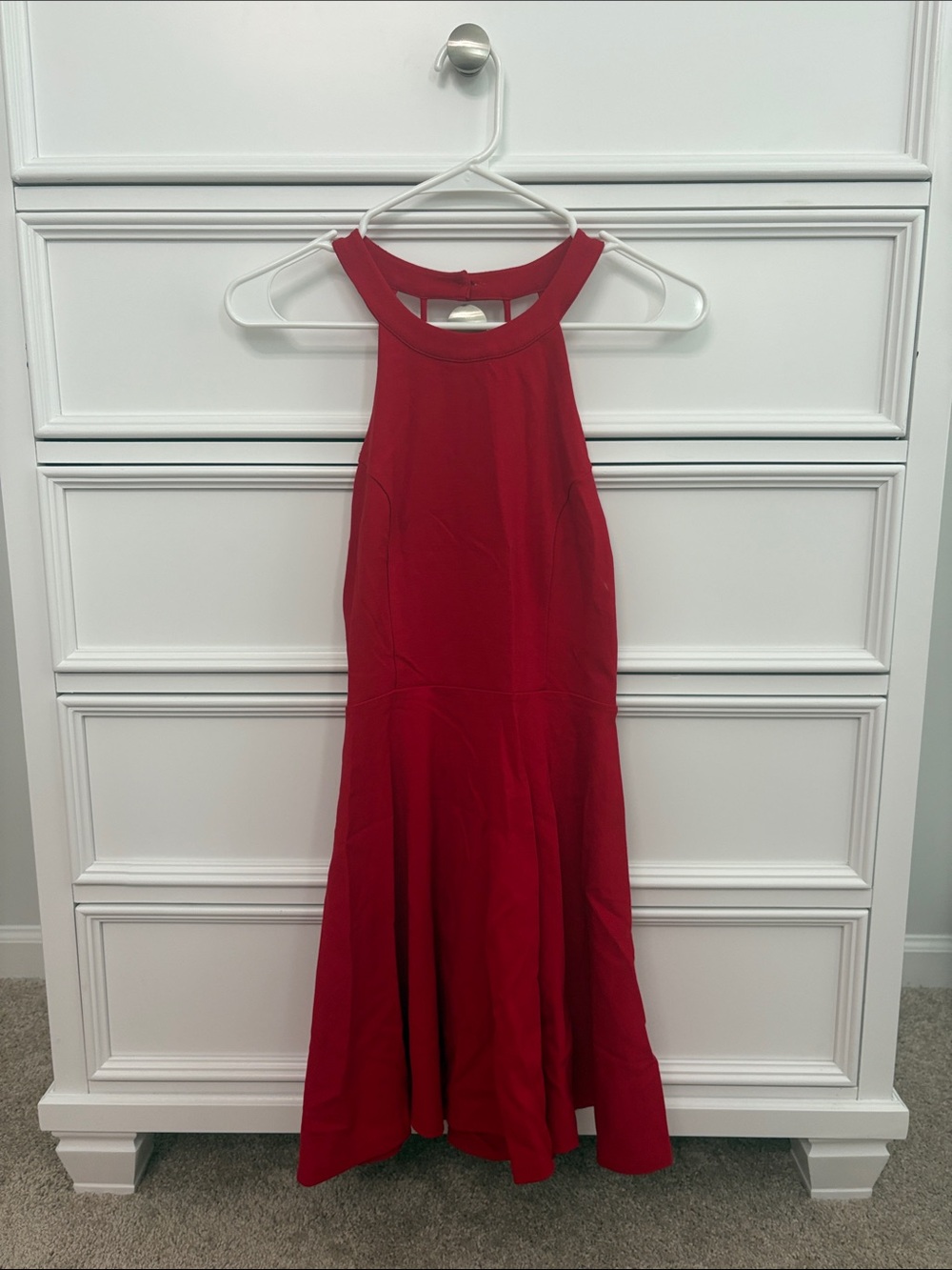 Windsor Red Halter Fit-and-Flare Dress